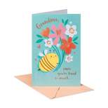 Mother's Day Card Grandma Bee Holding Bouquet