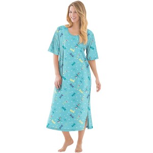 Dreams & Co. Women's Plus Size Long Tagless Sleepshirt - 1 of 4