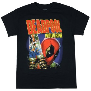 Seven Times Six Marvel Deadpool & Wolverine T-Shirt Men's Crossed Swords Jumbo Design Tee Black - 1 of 4