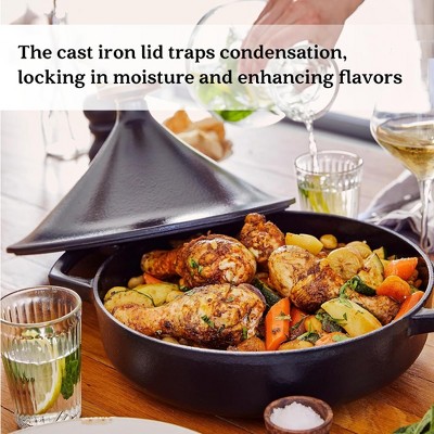 Alva Nori 11-Inch Black Enameled Cast Iron Tagine Pot