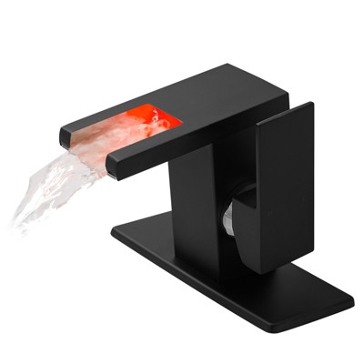 Grungis Single Hole Bathroom Sink Faucet with 3 Colored LED Light,Bathroom Faucets for Home Sinks