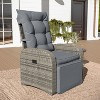 Merrick Lane Modern Style Patio Wicker Rattan Indoor/Outdoor Recliner Lounge Chair with Side Table and Adjustable Back - 2 of 4