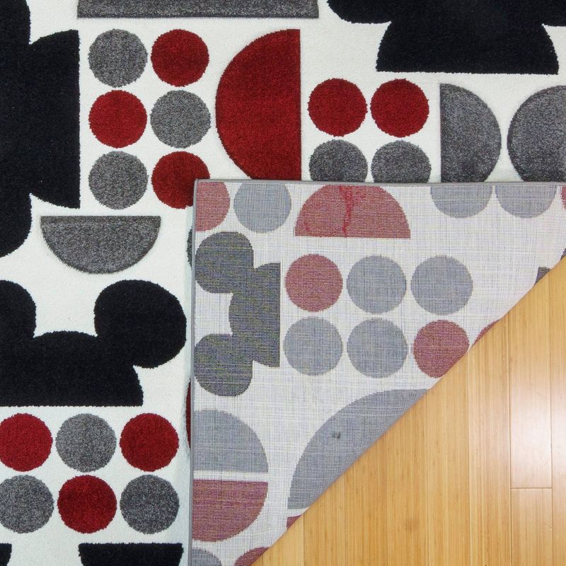 Mickey Mouse Encore 7&#39;10&#34;x10&#39; Indoor Spheres Area Kids&#39; Rug Red/Black/Gray, 4 of 5
