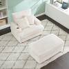NicBex Couches for Living Room 39" Single Chaise Lounge Chair Corduroy Upholstered Sofa Sleeper Chair with Ottoman and Cup Holders - 2 of 4
