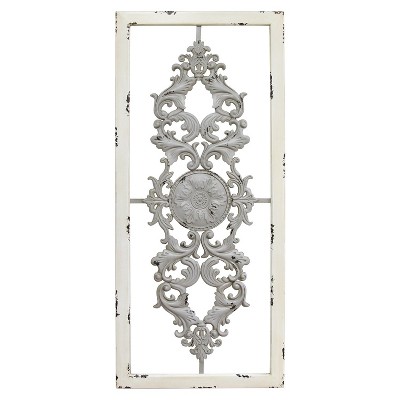 Stratton Home Decor 36 Inch Natural Wood and Metal Wall Panel with Distressed Finish for Traditional, Farmhouse, Rustic, or Eclectic Home Design, Gray