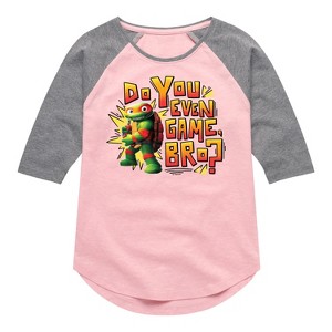 Girls' - Teenage Mutant Ninja Turtles - Battle Tycoon Do You Even Game Bro Shirt Tail Raglan Graphic T-shirt - 1 of 3