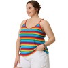 Agnes Orinda Women's Plus Size Stripe Strap Sleeveless Stretch Rainbow Camisoles - 3 of 4