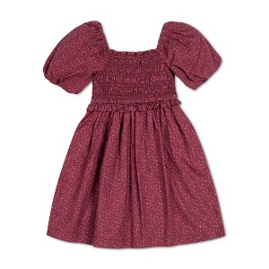 Hope & Henry Girls' Organic Short Bubble Sleeve Smocked Dress, Infant - 1 of 4