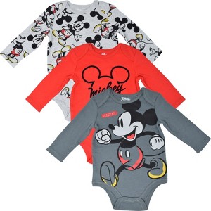 Disney Lion King Winnie the Pooh Mickey Mouse Minnie Mouse Simba Tigger Baby 3 Pack Bodysuits Newborn to Infant - 1 of 4