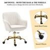360° Dark Velvet Swivel Chair with High Back, Comfortable Wide Backrest with Humanized Armrest,Adjustable Working Chair with Golden Color Base Beige - 3 of 4
