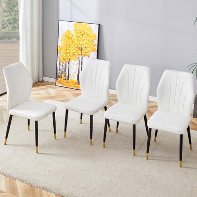 KTMBDW Upholstered Dining Chairs Set of 4, Modern PU Dining Room Kitchen Side Chair with Padded Seat and metal Legs for Restaurant, office