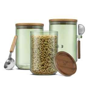 Holden Stackable Glass Storage Canister Set with Wood Lids and Scoops - 1 of 4