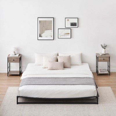 6 Inch Metal Platform Quuen/King Size Bed Frame Low Profile with Sturdy Steel Slats Support