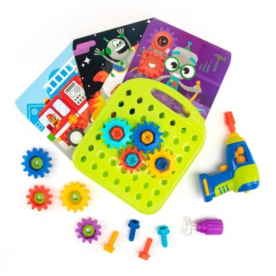 Colorful Plastic Gear Workshop with Electric Toy Drill