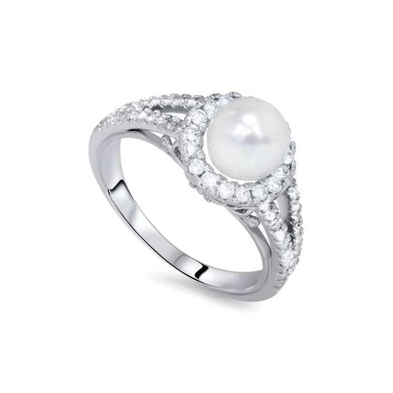 Pompeii3 Diamond Pearl Halo Ring 14K White Gold, 4 of 6