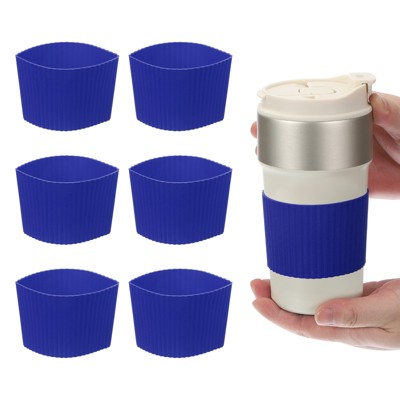 Unique Bargains Silicone Protective Heat Resistant Non Slip Coffee Cup Sleeve 6 Pcs