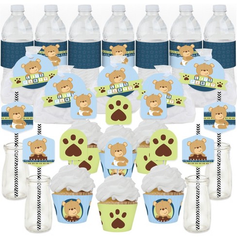 Teddy Bear Blue Water Bottle Label