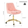 Racxily Armless Office Chair, Velvet Office Desk with Wheels, Adjustable Swivel Accent Chairs, Vanity Seat for Small Spaces - 3 of 4