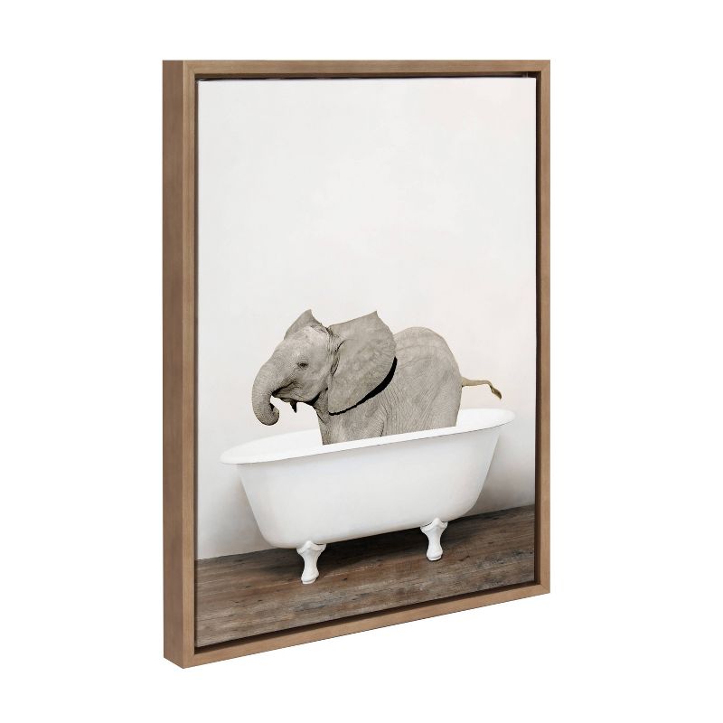 18" x 24" Sylvie Baby Elephant in The Tub Color Frame Canvas by Amy Peterson - Kate & Laurel All Things Decor, 1 of 8