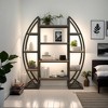 Hommoo Industrial Bookshelf, Oval Triple Wide Bookcases Display Shelves - 2 of 4
