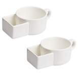 Mind Reader 2 Pack Of Ceramic Soup and Crackers Mug Split Cup Cereal Bowl, White