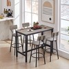 CAVINAS Bar Table and Barstools Set of 5, 4 PU Leather Bar Stool Chairs and 1 Dining Table for Bar, Kitchen, Dining Room - 2 of 4
