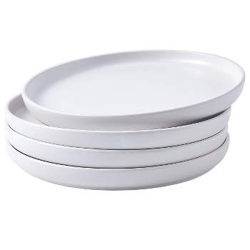 Bruntmor 8" Off-White Color Ceramic Salad Plate, Set of 4, White