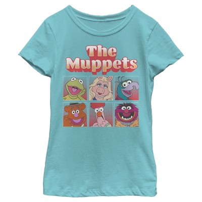 Girl's The Muppets Boxed Characters T-shirt - Tahiti Blue - X Large ...