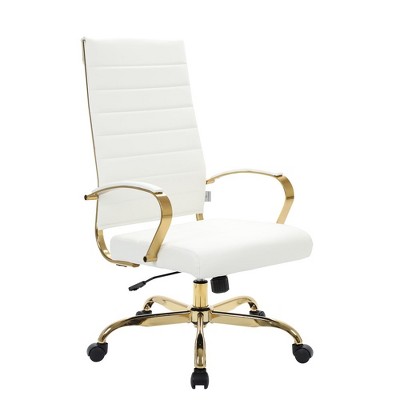 LeisureMod Benmar High-Back Leather Office Chair with Swivel, Tilt, and Adjustable Height