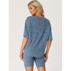 cheibear Women's Tracksuit Short Sleeves Top with Shorts Ribbed Knit Soft Pajama Sets - 3 of 4