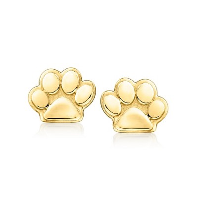 Ross-Simons Italian 10kt Yellow Gold Petite Paw Print Earrings