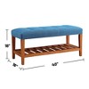 PAGED Modern Wooden Ottoman Foot Rest with Open Storage and Padded Seat, Mid-Century Upholstered Entryway or Living Room Bench - 2 of 4
