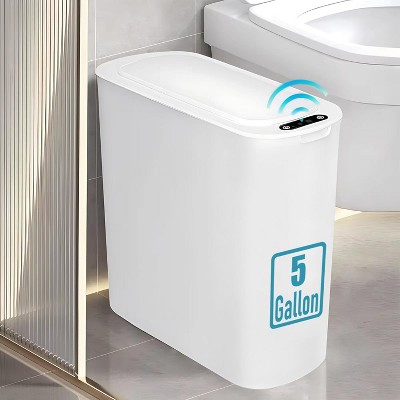 5 Gallon Motion Senor Bathroom Trash Can with Lid, Automatic Garbage Can Touchless, Smart Plastic Waste Basket
