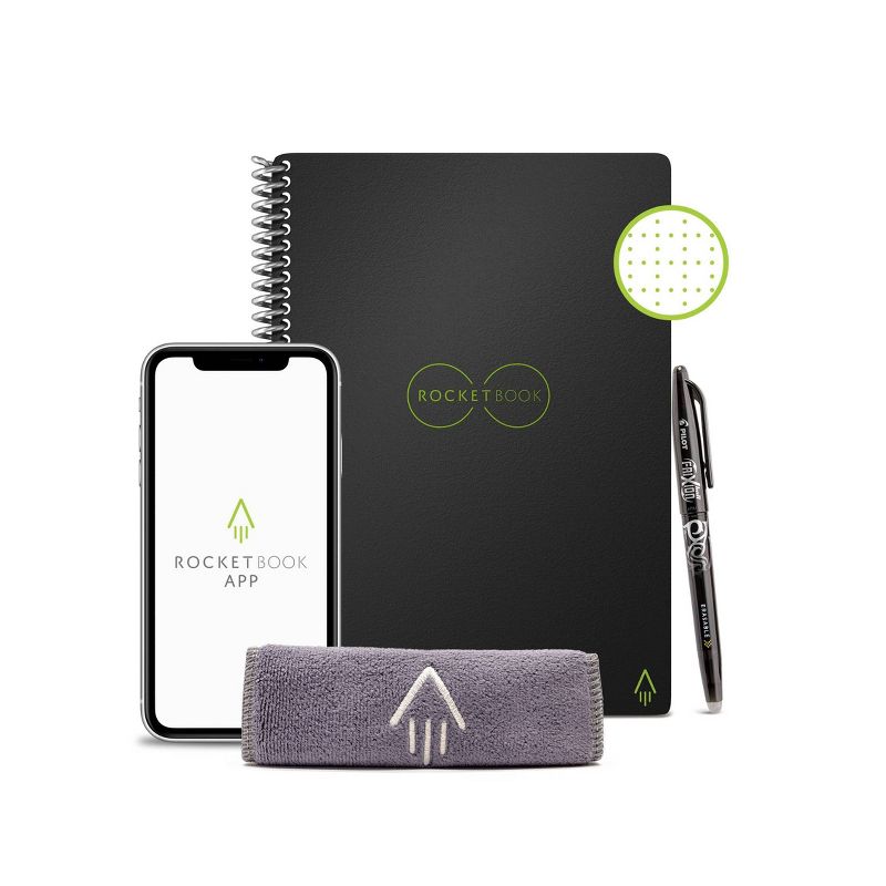 Core Smart Spiral Reusable Notebook Dot-Grid 36 Pages 6&#34;x8.8&#34; Executive Size Eco-friendly Black - Rocketbook, 1 of 11