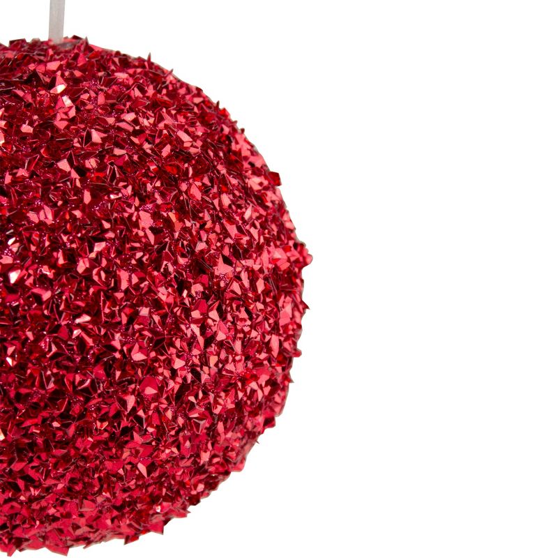 Northlight 6" Red Glitter Christmas Ball Ornament, 3 of 4