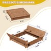 Large Wooden Cedar Sand Box, Wooden Octagon Kids Sandbox with Cover, Sandpit with 4 Benches and Bottom Liner Covered Sand Box for Kids Outdoor - 2 of 4