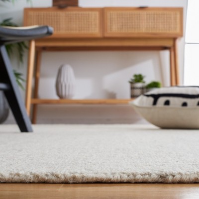 Elegant Ivory & Light Grey Hand-Tufted Wool Area Rug, 5' x 8'