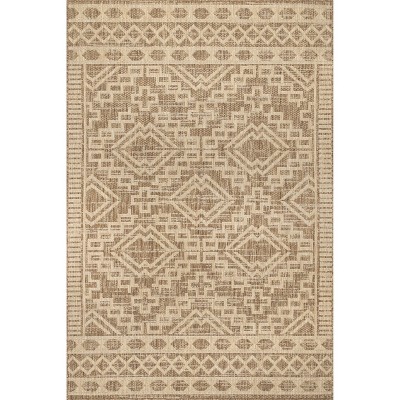 Beige Square Synthetic Easy-Care Indoor/Outdoor Area Rug, 8' x 10'