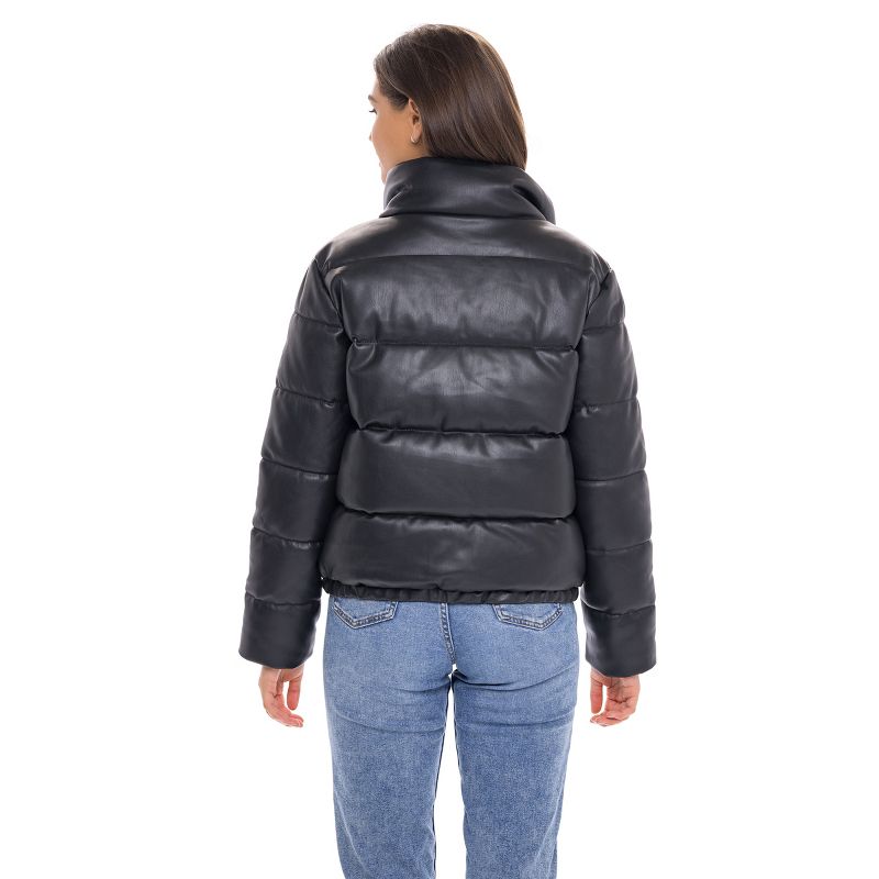 Women's Faux Leather Puffer Jacket, Puffy Coat - S.E.B. By SEBBY, 5 of 6