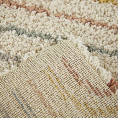 Cream Rectangular Non-slip Synthetic Kids' Rug 5' x 7'