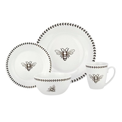 18pc Porcelain Elle Dinnerware Set White - Elama