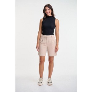 Lafidi Women’s Avia Hi-Rise Bermuda Shorts with Pleated Front and Sleek Pockets for a Polished, Professional Look - 1 of 4