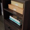 Vynxaria Brown Finish Corner Desk 52.09"L x33.58"W x28.98"H, Large Tabletop, Lower File Drawer (Reversible), Open Shelves - 3 of 4