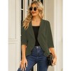 Women's 3/4 Sleeve Cropped Blazer Lightweight Open Front Cardigan Jacket for Business Causal - 4 of 4