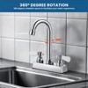 WOWOW 4 in. Double Handle Deck Mount Standard Kitchen Faucet with 3-1/2 in. Gooseneck Spout in Polished Chrome - 3 of 4