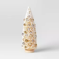 17" Large Decorated Flocked Ornament Bottlebrush Sisal Tree White - Threshold™