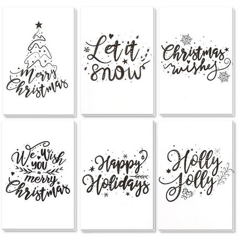 48 Pack Merry Christmas Greeting Cards Bulk Box Set Winter Holiday Xmas Greeting Cards With Artistic Word Art Design Envelopes Included 4 X 6 Target