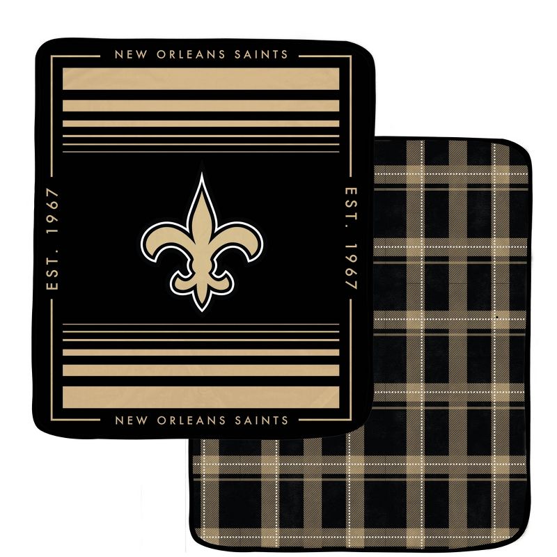 NFL New Orleans Saints Basic Block Double-Sided Flannel Fleece Blanket, 1 of 4