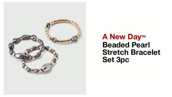 Beaded Pearl Stretch Bracelet Set 3pc - A New Day™, 2 of 8, play video