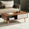 Vynxaria Multi colors Rattan Coffee Tables - 41" Sliding Door Storage Modern Living Room Table - 2 of 4
